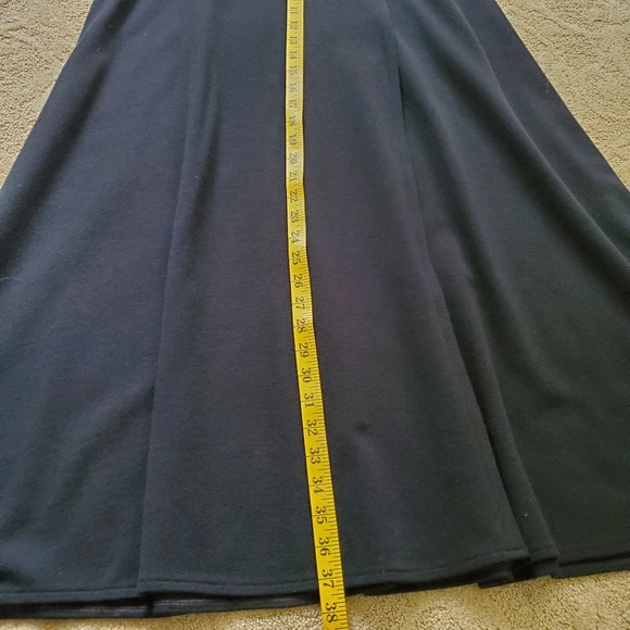 Womens DKNY Black Midi Flare Skirt Size 14 Faux Wrap Made In U. S. A. - Picture 4 of 9